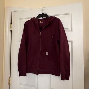 Carhartt Women’s Burgundy Full Zip-Up Hoodie Hooded Sweatshirt Jacket M 8 10